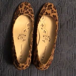 Leopard print block heels